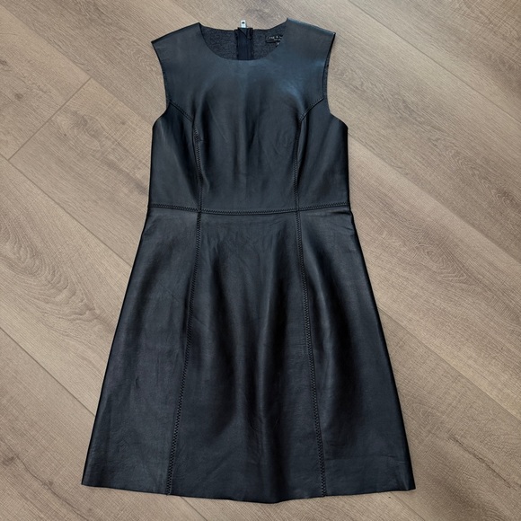 RAG & BONE  Loxley Black Lambs Leather Dress Sz 6 Sleeveless Zip $1590 Excellent - Picture 6 of 11